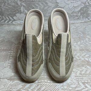 Easy Spirit Gold and Cream Sneakers with Slip-On Comfort